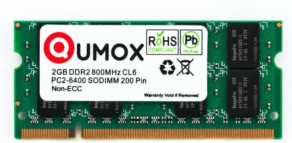 Qumox SODIMM (PC2-6400) DDR2 800 CL 6 (2GB, QXDDR800CL6SOD/2GB)