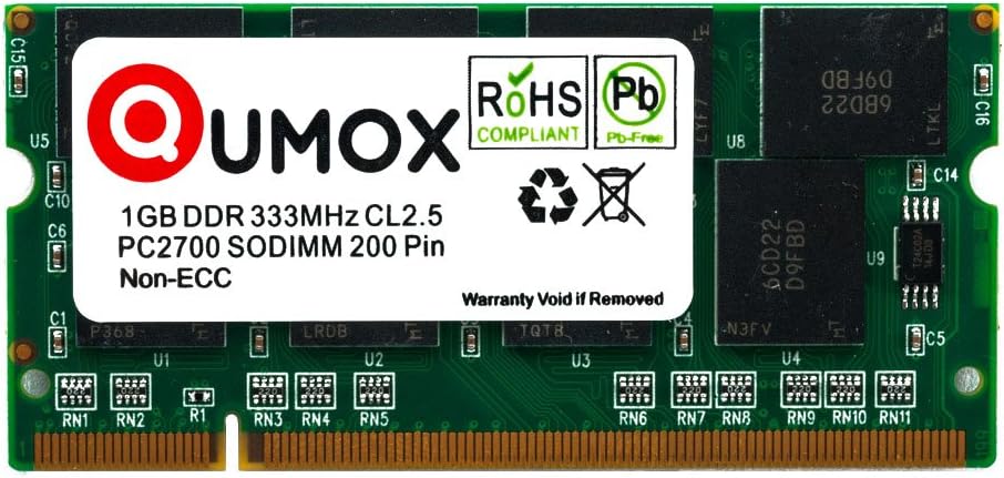 Qumox SODIMM (PC-2700) DDR333 CL 2.5 (1GB, QXDDR333CL2.5SOD/1GB)